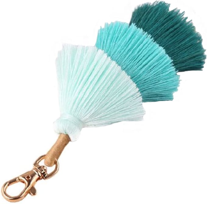 Sleutelhanger Boho Handgemaakt met Kwastjes van Katoen Turquoise