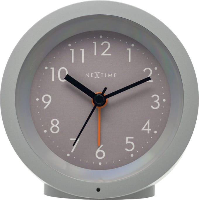 Tafelwekker Ø10,5 cm x 3,6 cm - Stil - Verlicht Wijzerplaat - Grijs - ABS - NeXtime Circle