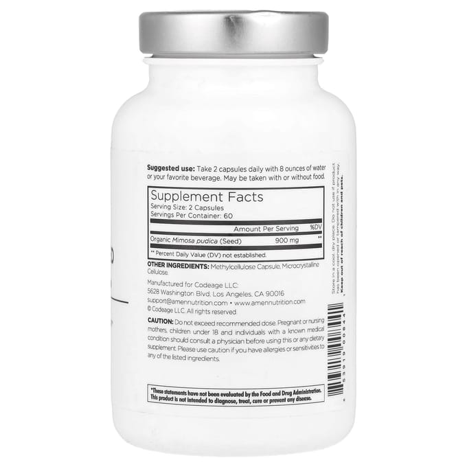 Amen, Graines de Mimosa Pudica, 450 mg, 120 Capsules Végétales