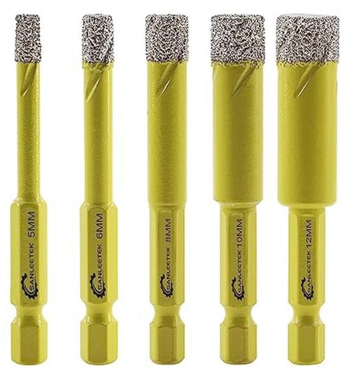 Diamantboren Set - Tegelboren - Precisie Boren - Geïntegreerd Koelmiddel - 5 Stuks 5-12mm - Zilver