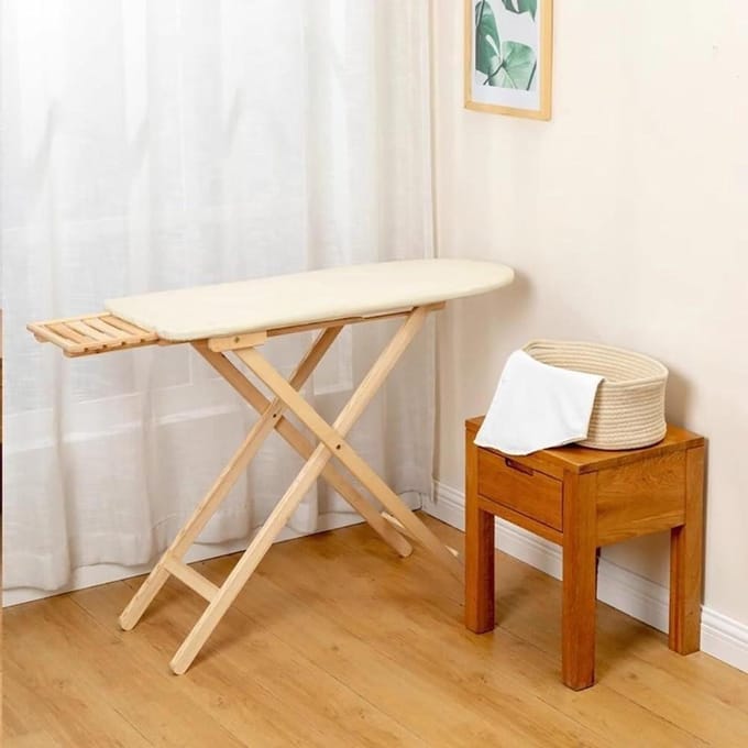 Strijkplank Hout - Strijktafel Klapbaar - Kreukvrije Kleding - Verstelbare Hoogte - 100 x 40 cm - Wit