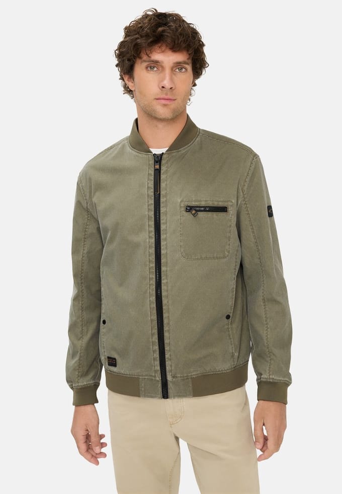 camel active Blouson met bomberkraag van ribstop - Maat menswear-48 - Olijfgroen