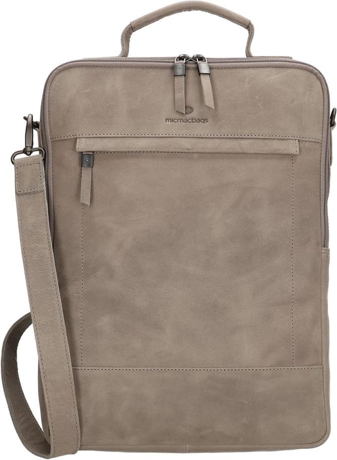 Hide & Stitches Malm√∂ Laptoptas 15,6 inch (34.5x19.4 cm) - 100% Leer - Grijs