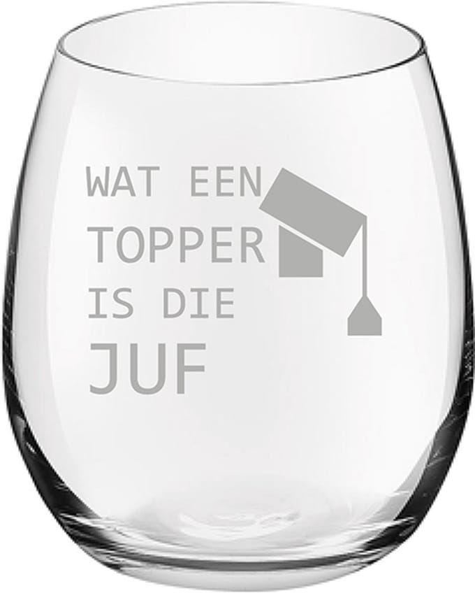 Gegraveerde Drinkglas 39cl Wat een topper is die juf