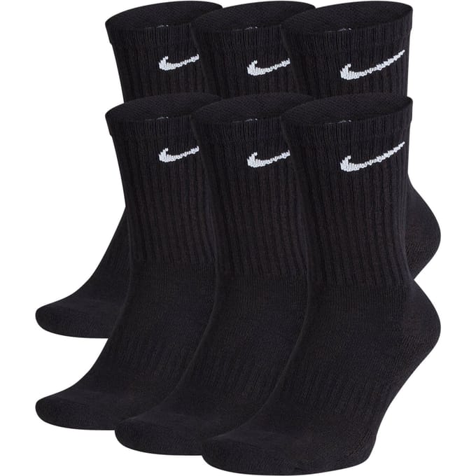 6-pack Nike Everyday Cushion Crew Training Socks Zwart - witte swoosh Maat XL