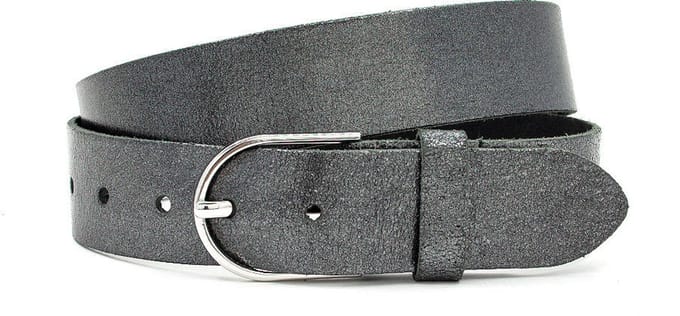 Damesceintuur pewter - 4 cm breed - Leer - Jeans riem - Casual - Maat 105