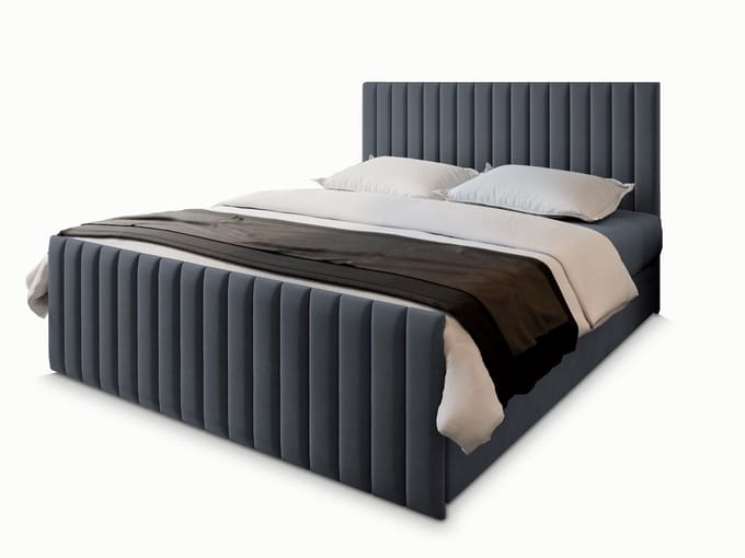 Boxspring ARION 140x200 cm met matras en topper, bedkasten - Grijs