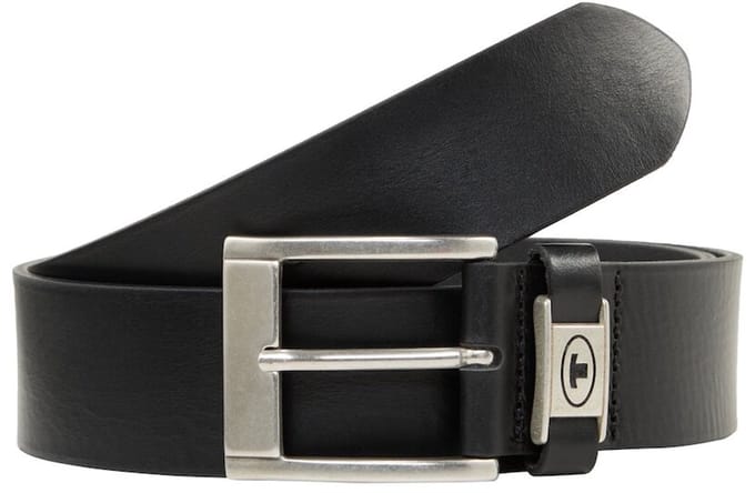 Tom Tailor - TTNATHAN leren riem met vierkante gesp - Maat 80 - black uni