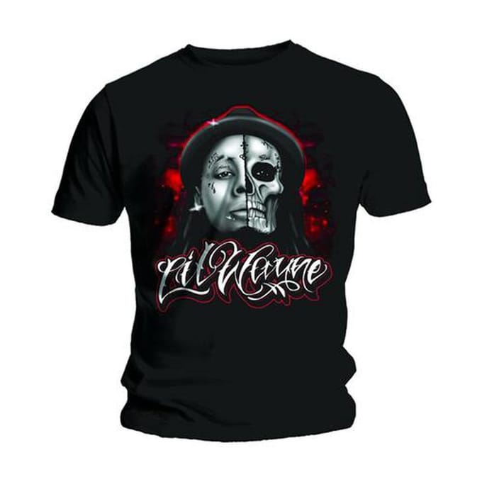 Lil Wayne - Skull Sketch Heren T-shirt - M - Zwart