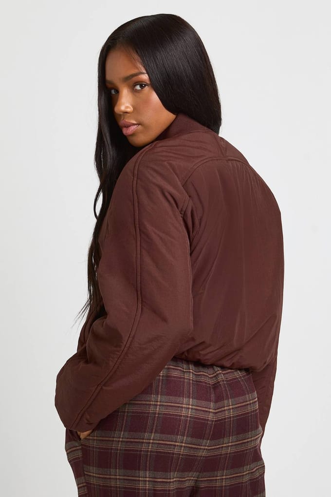 boohoo Dames Oversized Bomberjack | Chocoladebruin | Maat: 44