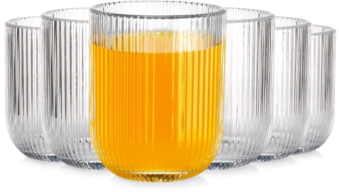 Vilde - Longdrinkglas - 250 ml - Set van 6 - Ryfelstructuur - Transparant