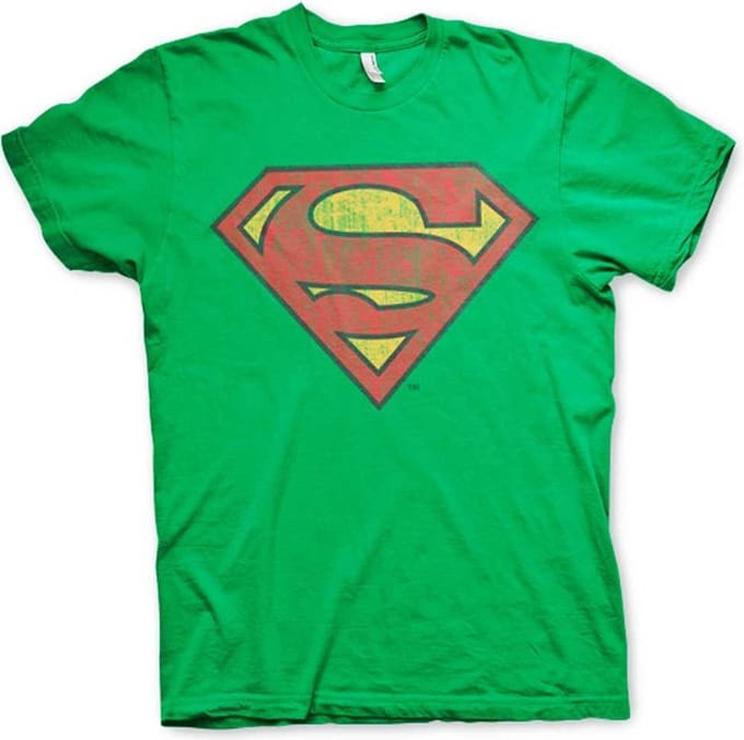 DC Comics Superman Heren Tshirt -L- Washed Shield Groen