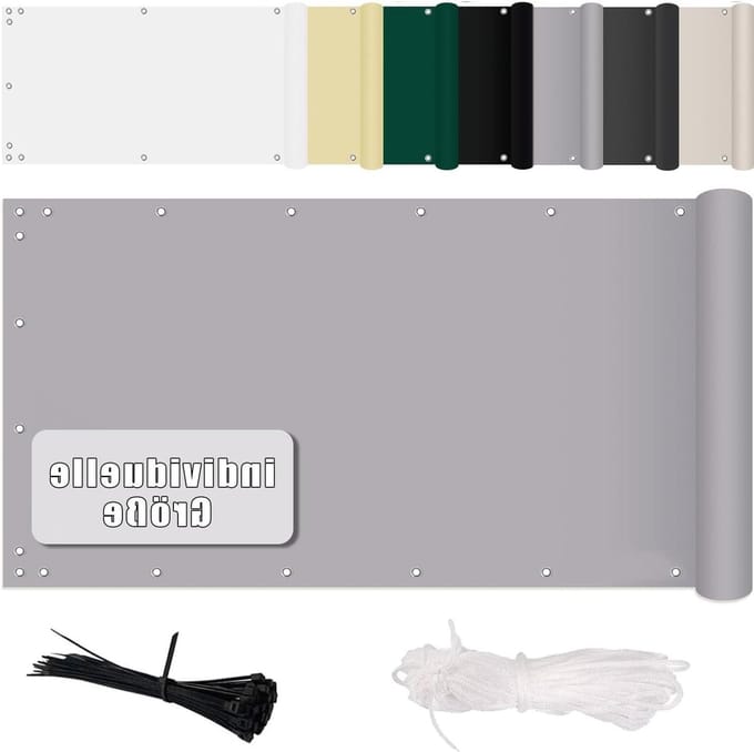 Balkonafdekking - Inkijkbescherming windscherm - Privacy op balkon - Scheurvast polyester - 105x350cm - Lichtgrijs