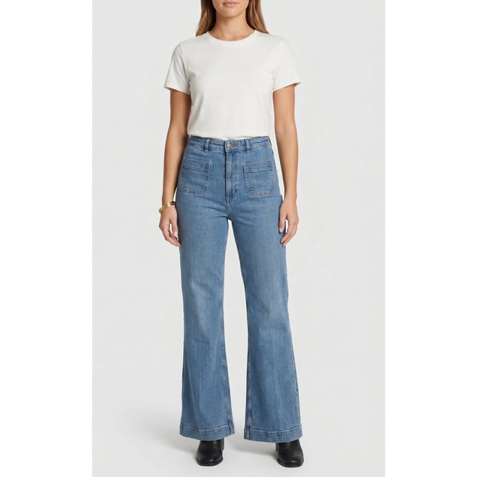 & Other Stories Pa Teri Denim Saved Blue Maat: W29 | Flared Jeans Outlet | Dames | Blauw