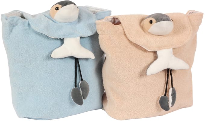 PIA Soft Toys – Set van 2 Pluche Dolfijn rugzakken 2 ass. 30 cm