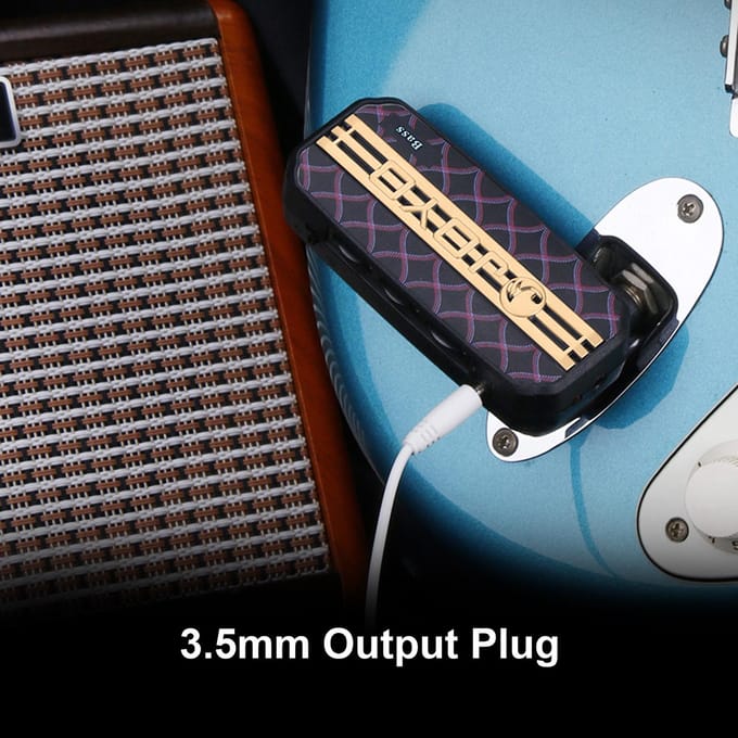 JOYO Miniversterker Draagbare elektrische bashoofdtelefoonversterker 3,5 mm stekker Extra audio-ingang Plug en 8.9x7.7x2.6cm zwart