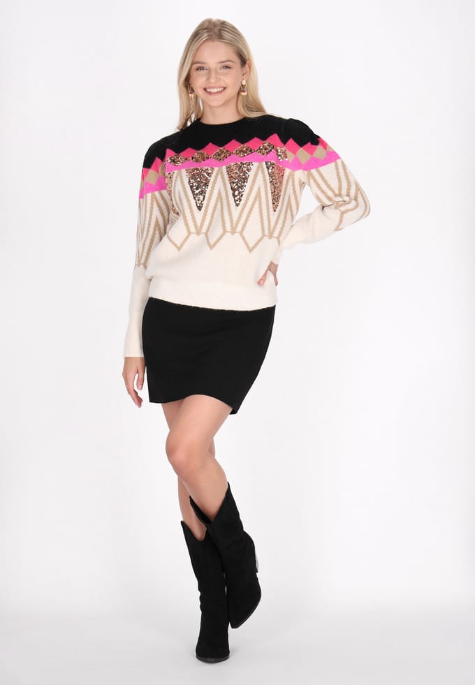 IZIA Jumper Dames Roze Veelkleurig