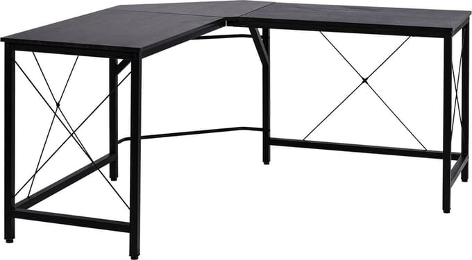 HOMCOM Computertafel L-vormig hoekbureau MDF naturel / zwart hoekbureau 836-122