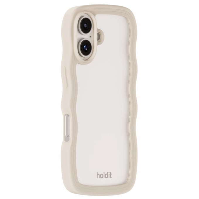 Holdit Wavy Case geschikt voor Apple iPhone 16 - Transparent / Light Beige