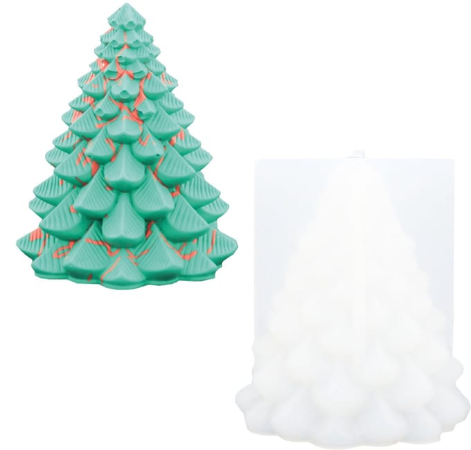 Jesmonite siliconen mal kerstboom voor creatieve kerstdecoratie 8,4x9,2cm.