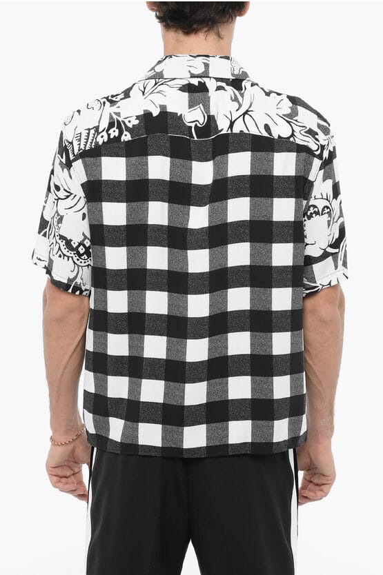 Dubbel geruit boxy fit overhemd in zwart en wit