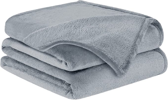BARBONS fleece deken - plaid dekens - 150x200 - zachte warme fluffy - grijs