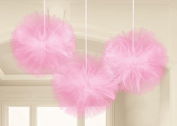 Amscan Feestdecoratieset Roze Tule 3 Stuks