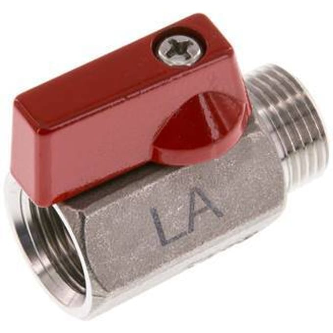 Buiten x Binnendraad G 3/8 inch 2-Weg Rvs Mini-Kogelkraan 63 Bar - BL2SH-MM-63-MF-038