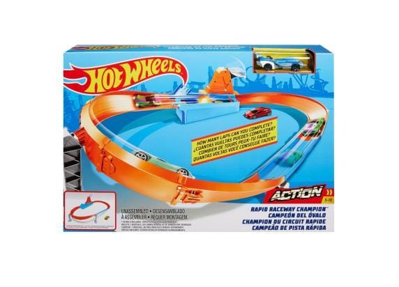 Hot Wheels Action medium trackset met 1 - GJM75 Rapid Raceway Champion Voertuigen