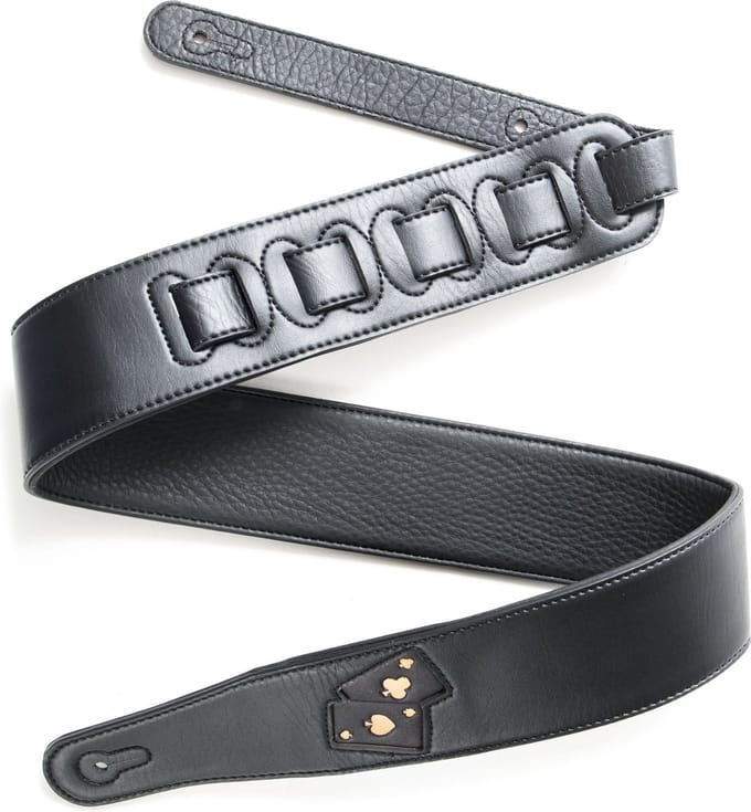 Fame Garment Leather Black Aces Black - Gitaarband