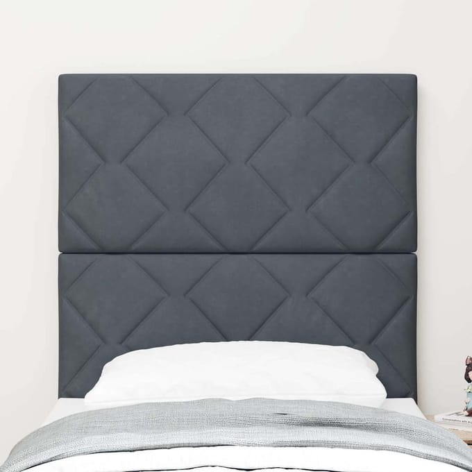 vidaXL - LED - Hoofdbord - Donkergrijs - 80 - cm - Fluweel