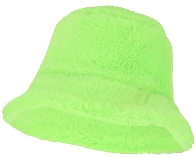 Bucket Hat Pluche - Fluor Groen - Neon Party - Volwassenen