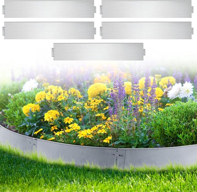 Gazonrand Metaal - Tuinrand Afscheiding - Tuin Vormgeven - Flexibel Buigbaar - 20 Meter - Grijs