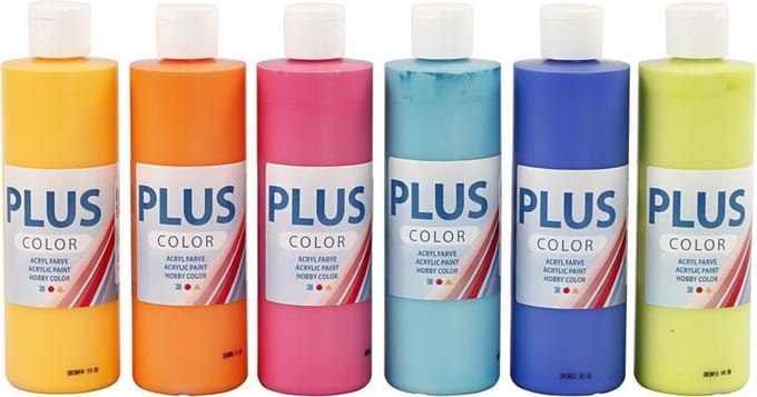 Plus Color acrylverf, kleurrijk, 6x250 ml