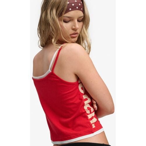 Superdry Bench Aansluitend Cami Laag Topje Red Grootte: S
