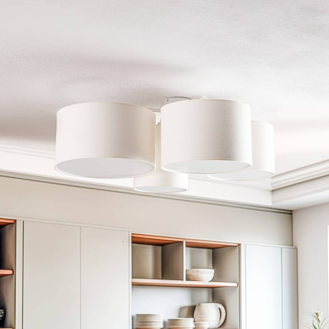 Euluna Lodge plafondlamp, 4-lamps, beige