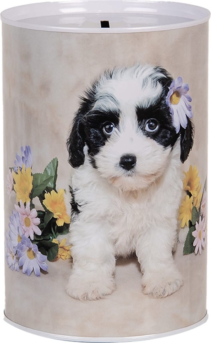 Clayre & Eef Spaarpot Ø 10x15 cm Beige Metaal Hond