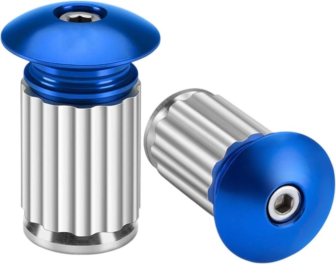 Fietsstuur Eindkappen - Stuurpluggen Aluminium - Verbeterde Grip - Waterdichte Expansie - Standaard Maat - Blauw