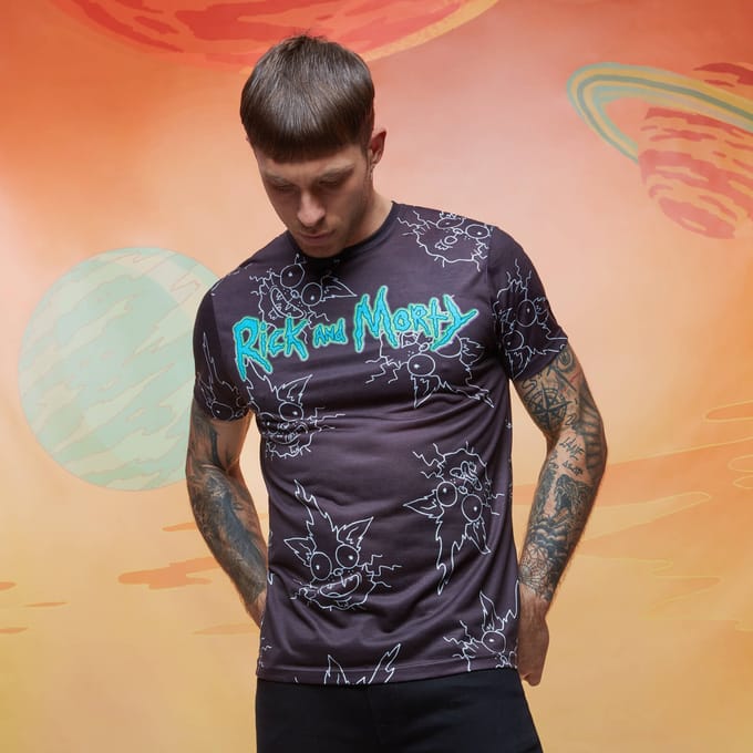 Rick and Morty Faces all-over-print t-shirt - Zwart - M