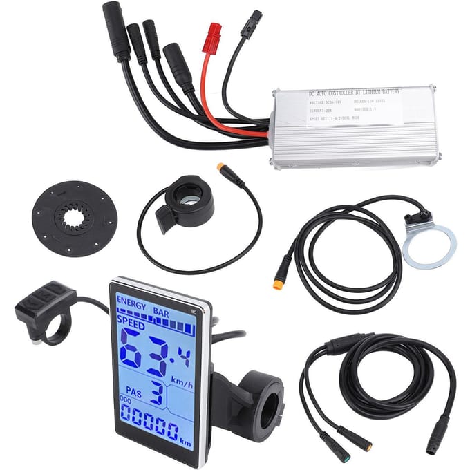 LCD Display Controller 36V 48V 22A Waterbestendige LCD Display Meter Controller voor Elektrische Scooter Vouwfiets black