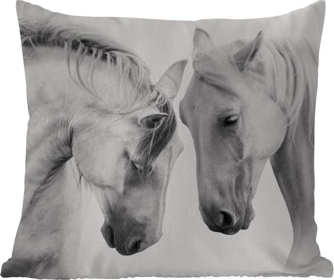 Sierkussen Buiten - Paard - Dieren - Portret - Wit - 60x60 cm - Weerbestendig