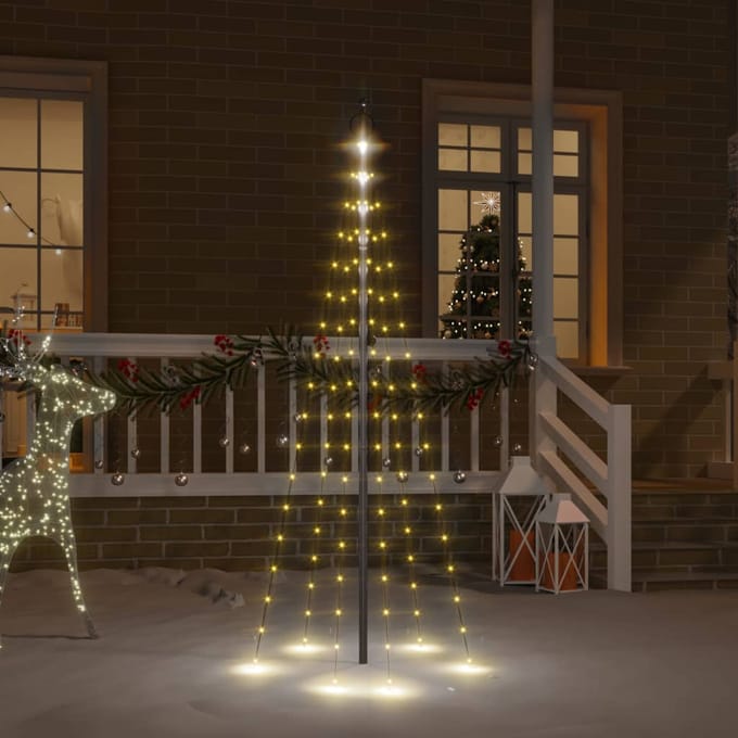 vidaXL Vlaggenmast kerstboom 108 LED's warmwit 180 cm