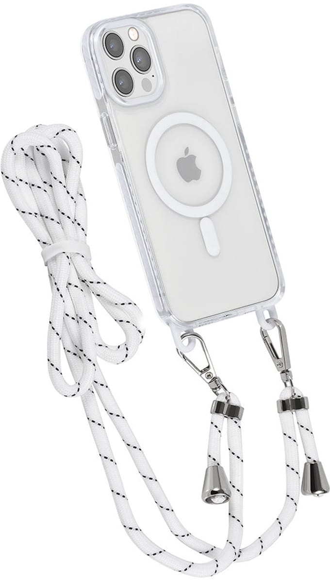 TUNIQ telefoonhoesje voor Apple iPhone 12 Pro Max - MagSafe backcover met koord - Wit