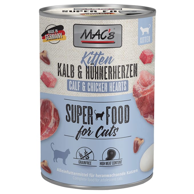 MAC's CAT - Kittenblik 6x400g - Kalfsvlees & Kippenhartjes