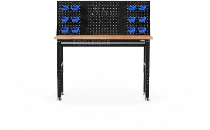 Heavy duty werkbank 152 cm, met een lade en achterwan