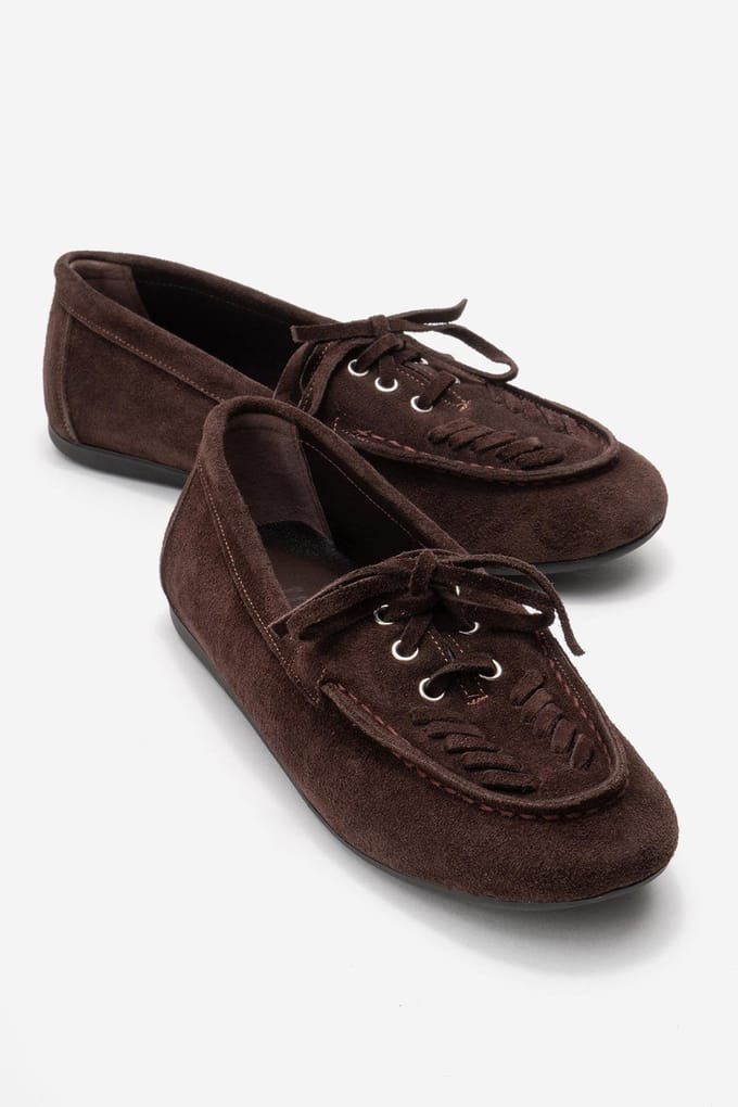 Lorven Leren Veter Loafer Dames