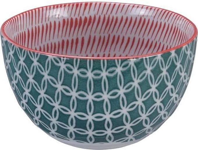 Tokyo Design Studio - Mixed Bowl Tochiri Red/Net Green 15x8.5cmh 750ml