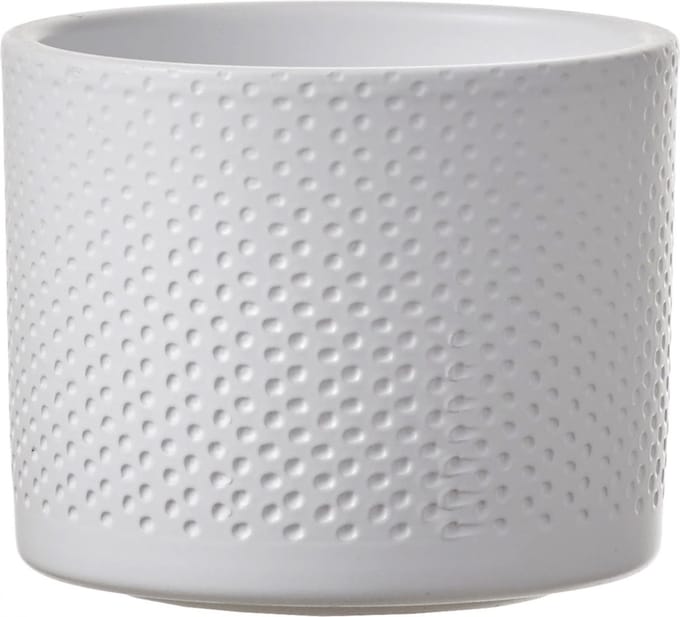 Mica Decorations Bloempot - wit - relief - keramiek - 12 x 10 cm - plantenpotten binnen