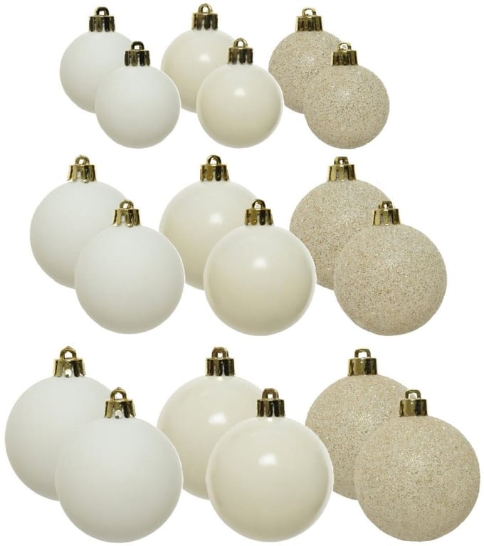 Decoris kerstballen - 60x - 4, 5 en 6 cm - kunststof - wol wit