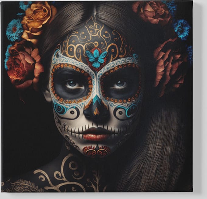 Vierkant Canvas Schilderij - Dia de Los Muertos - 60x60x2 cm